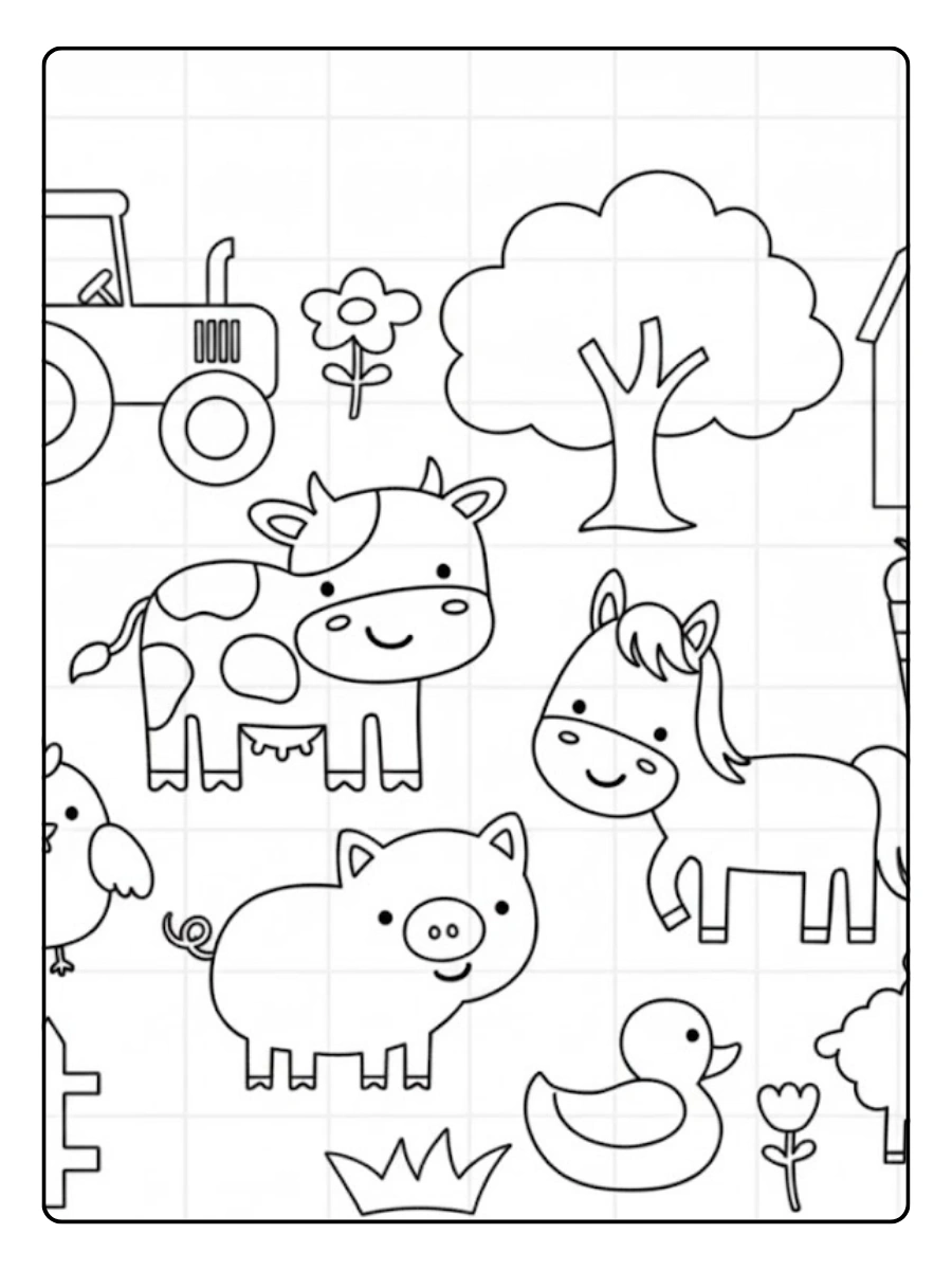 Disegni da colorare animali fattoria facili da stampare