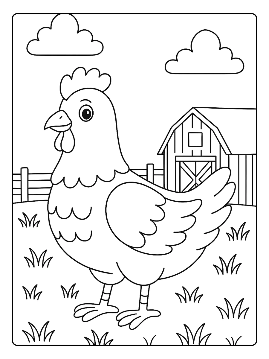 Disegni da colorare animali fattoria gallina