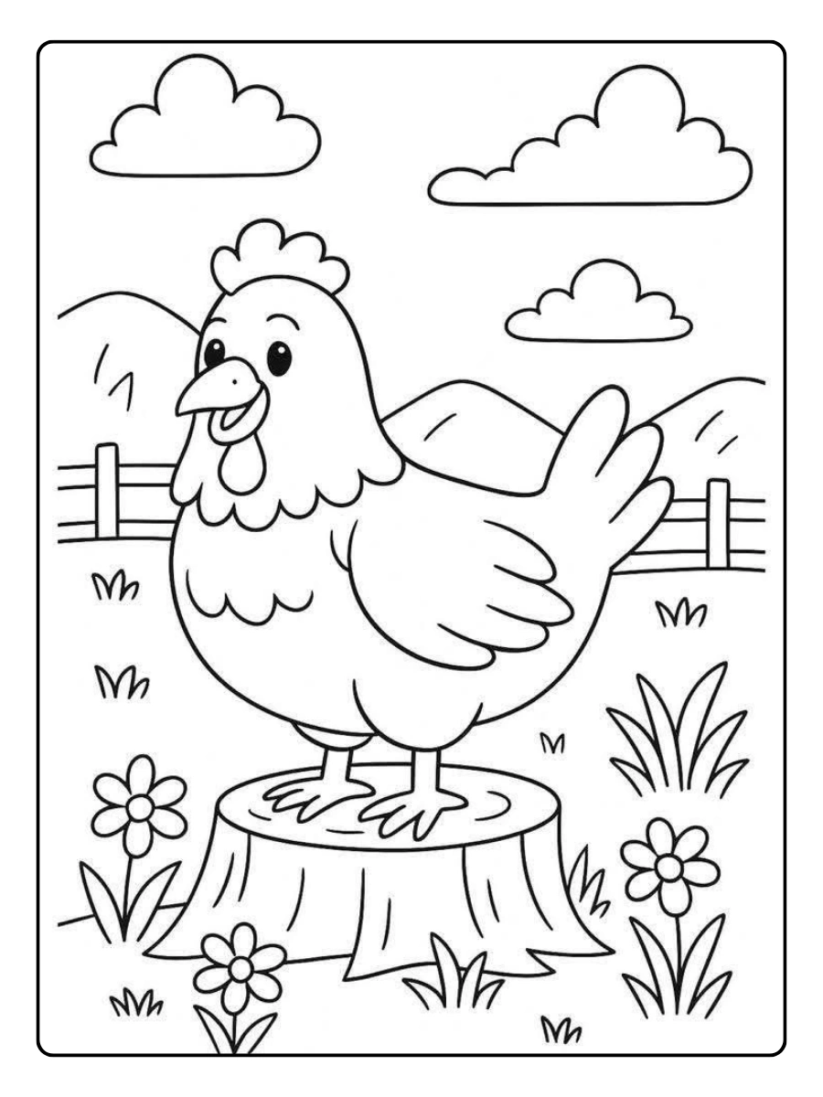 Disegni da colorare animali fattoria linea semplice