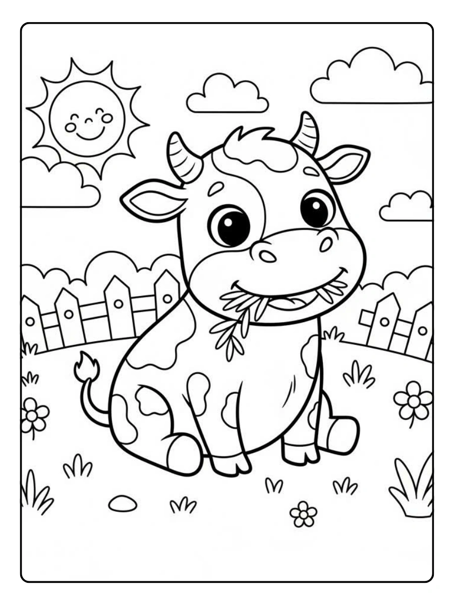 Disegni da colorare animali fattoria mucca