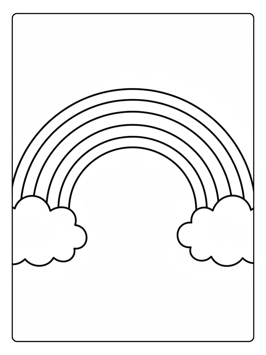 Disegni da colorare arcobaleno e nuvole
