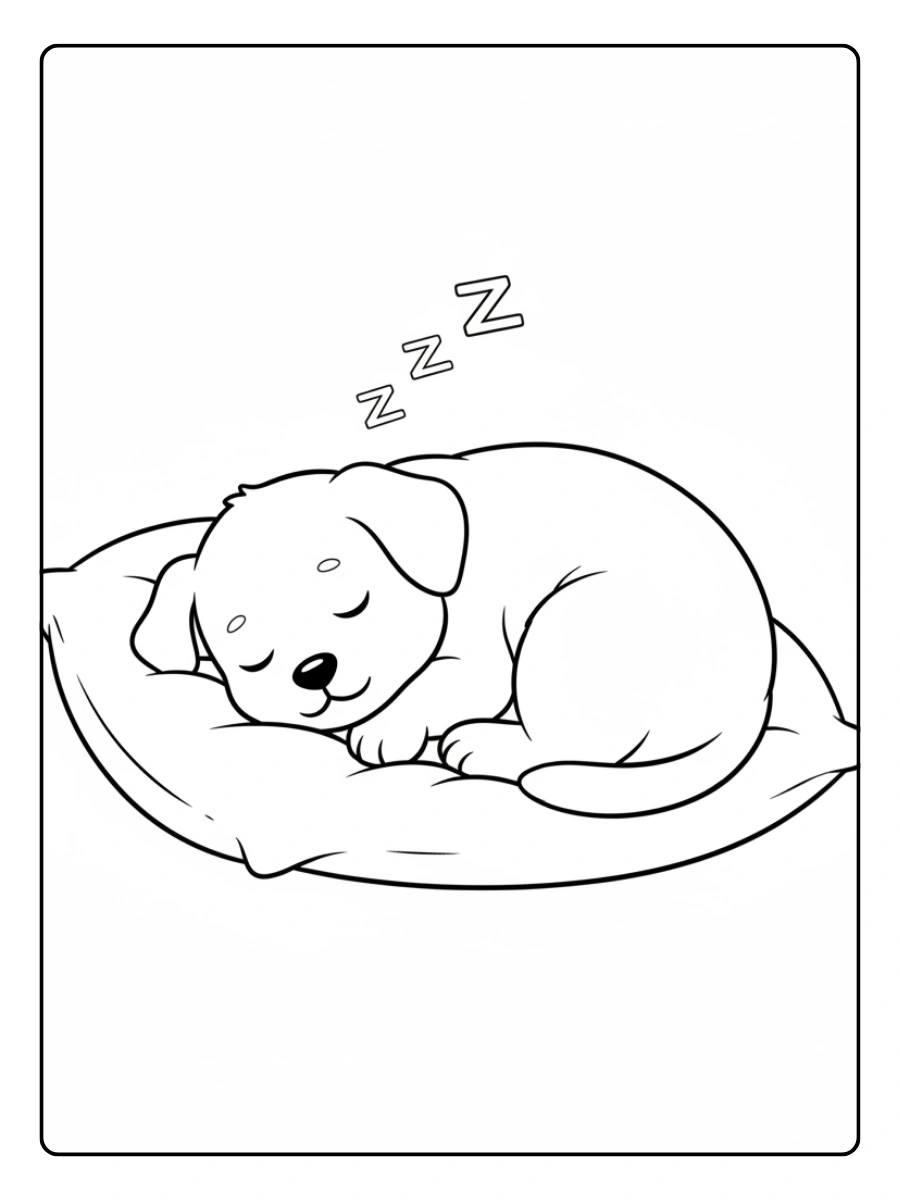 Disegni da colorare cani che dormono – rilassanti