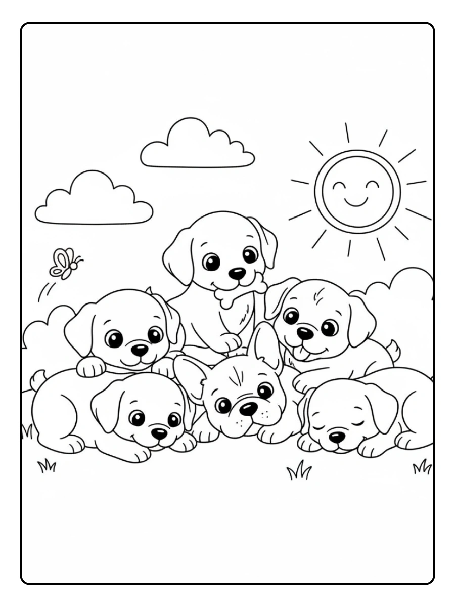 Disegni da colorare cani cuccioli carini da stampare gratis