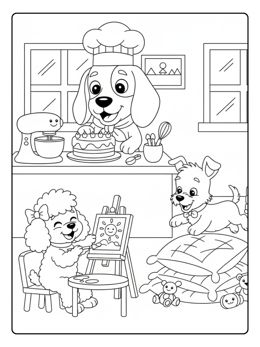 Disegni da colorare cani in stile cartone animato