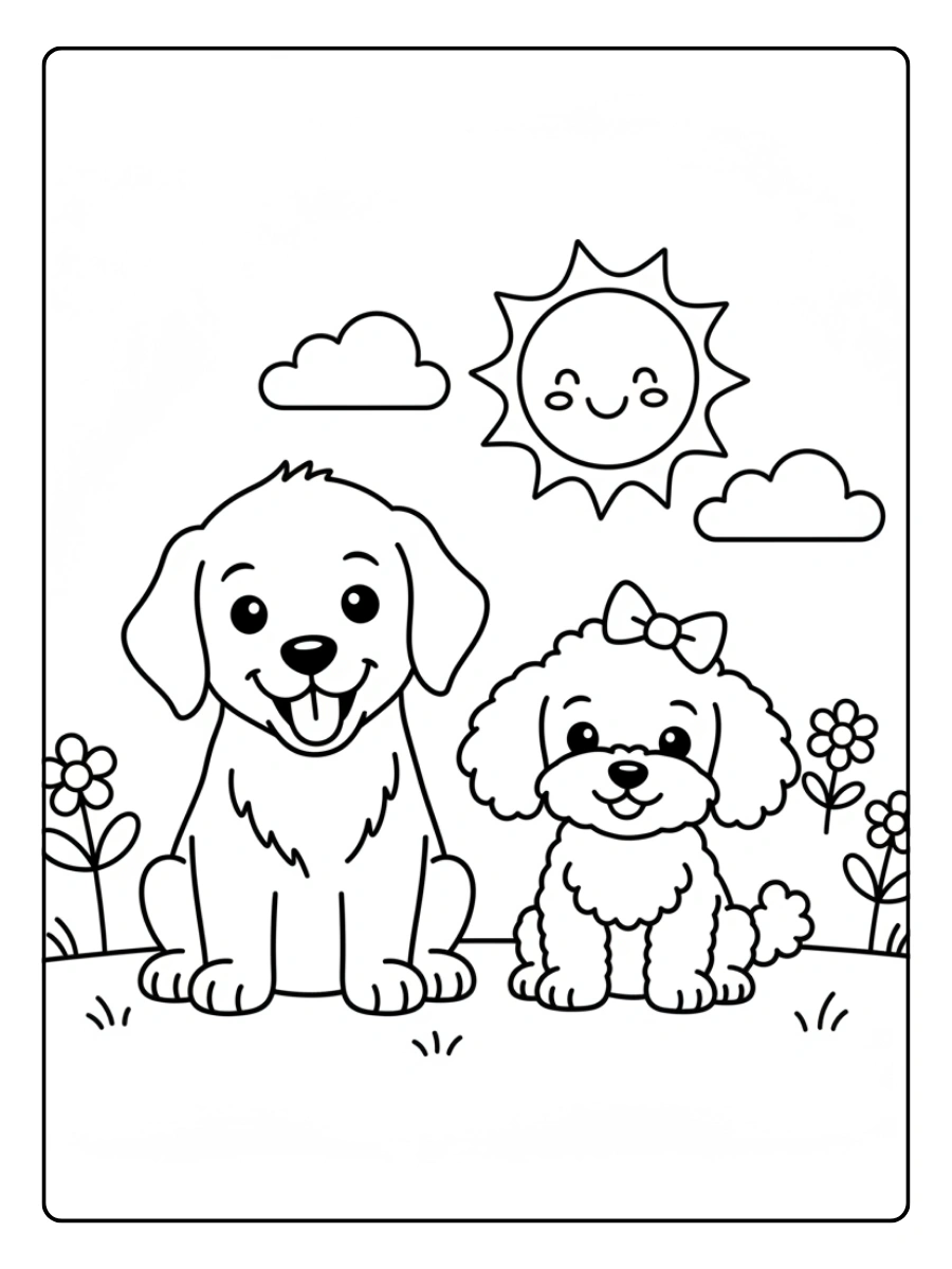 Disegni da colorare cani semplici per principianti