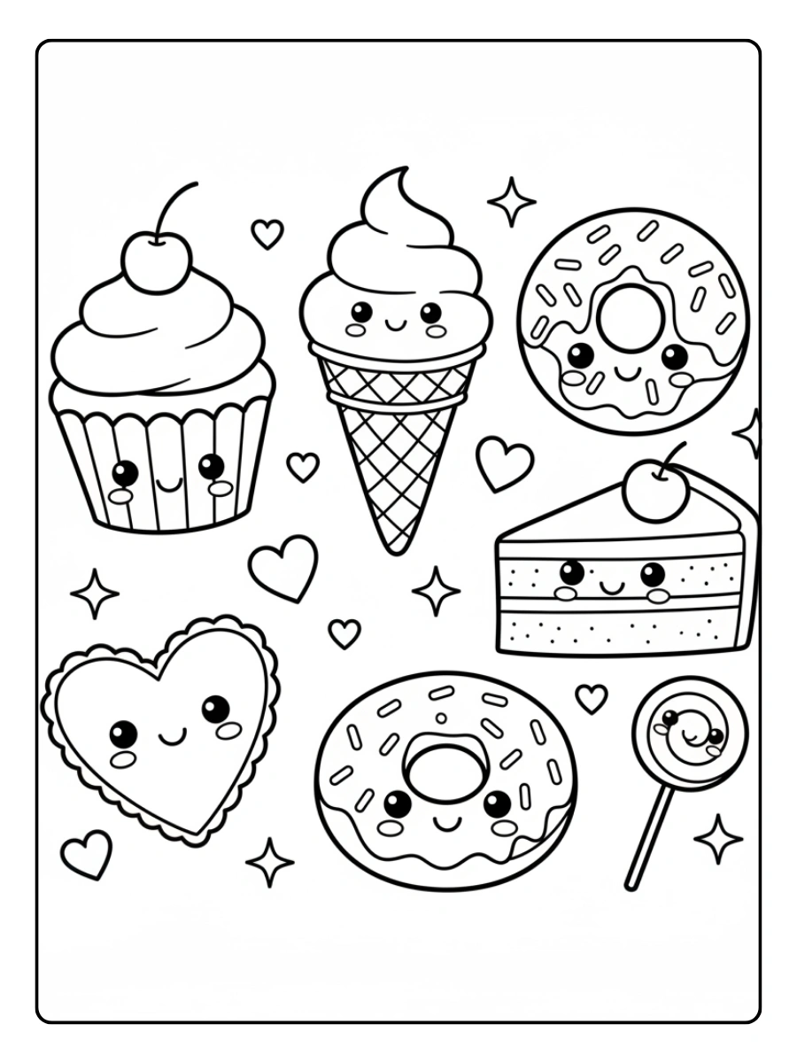 Disegni da colorare carine – dolcetti