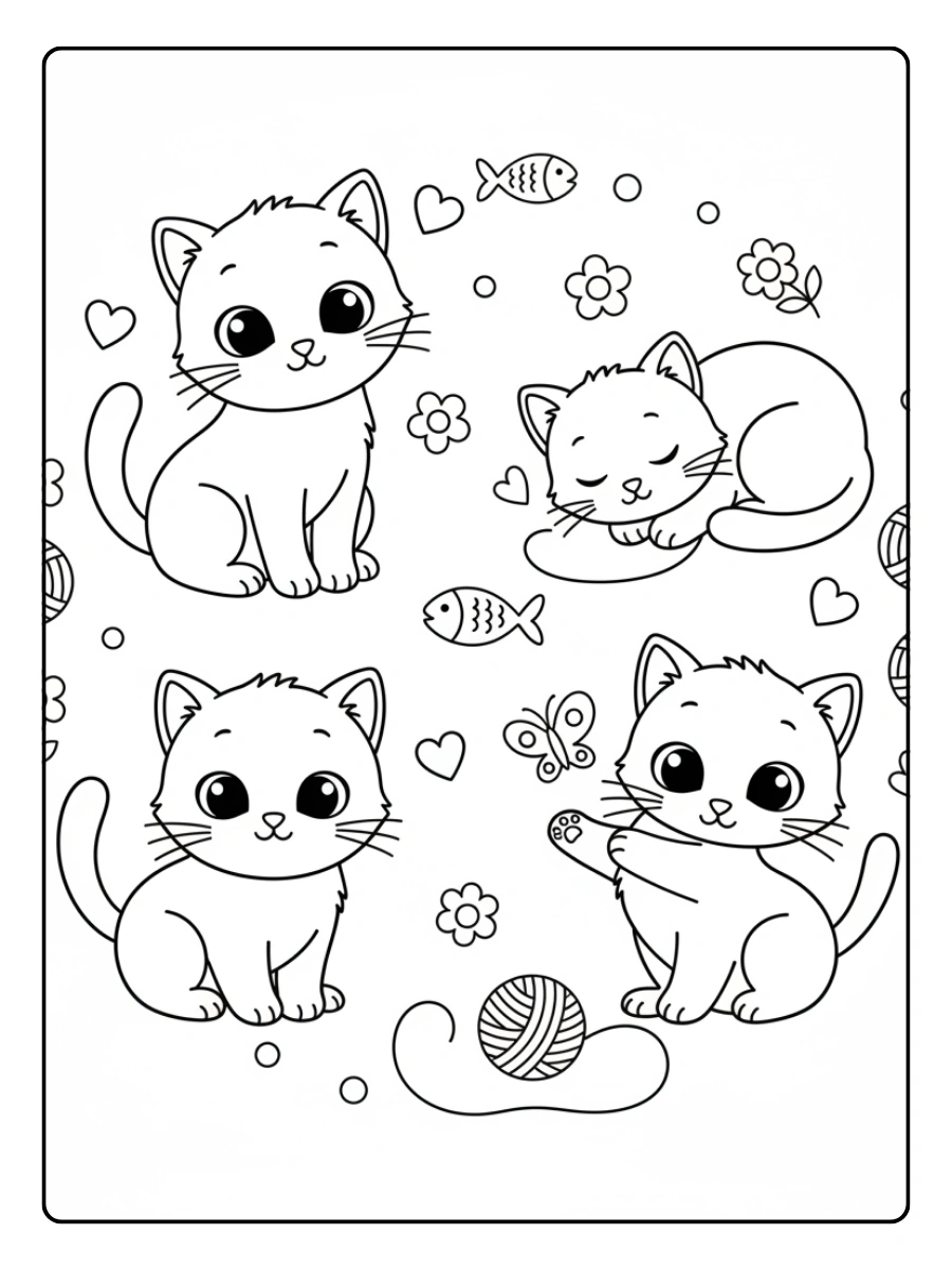 Disegni da colorare carine – gattini