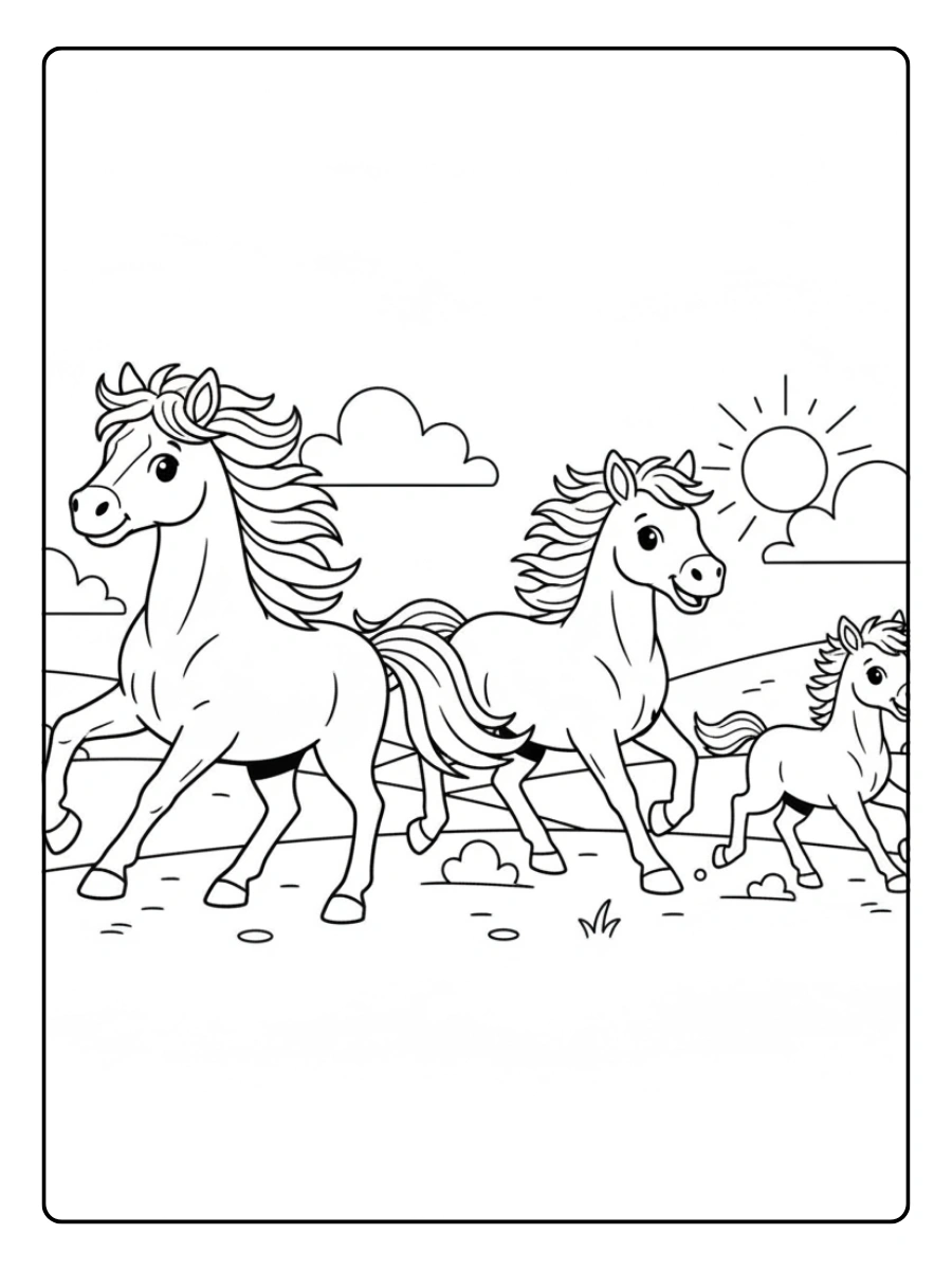 Disegni da colorare cavalli che corrono