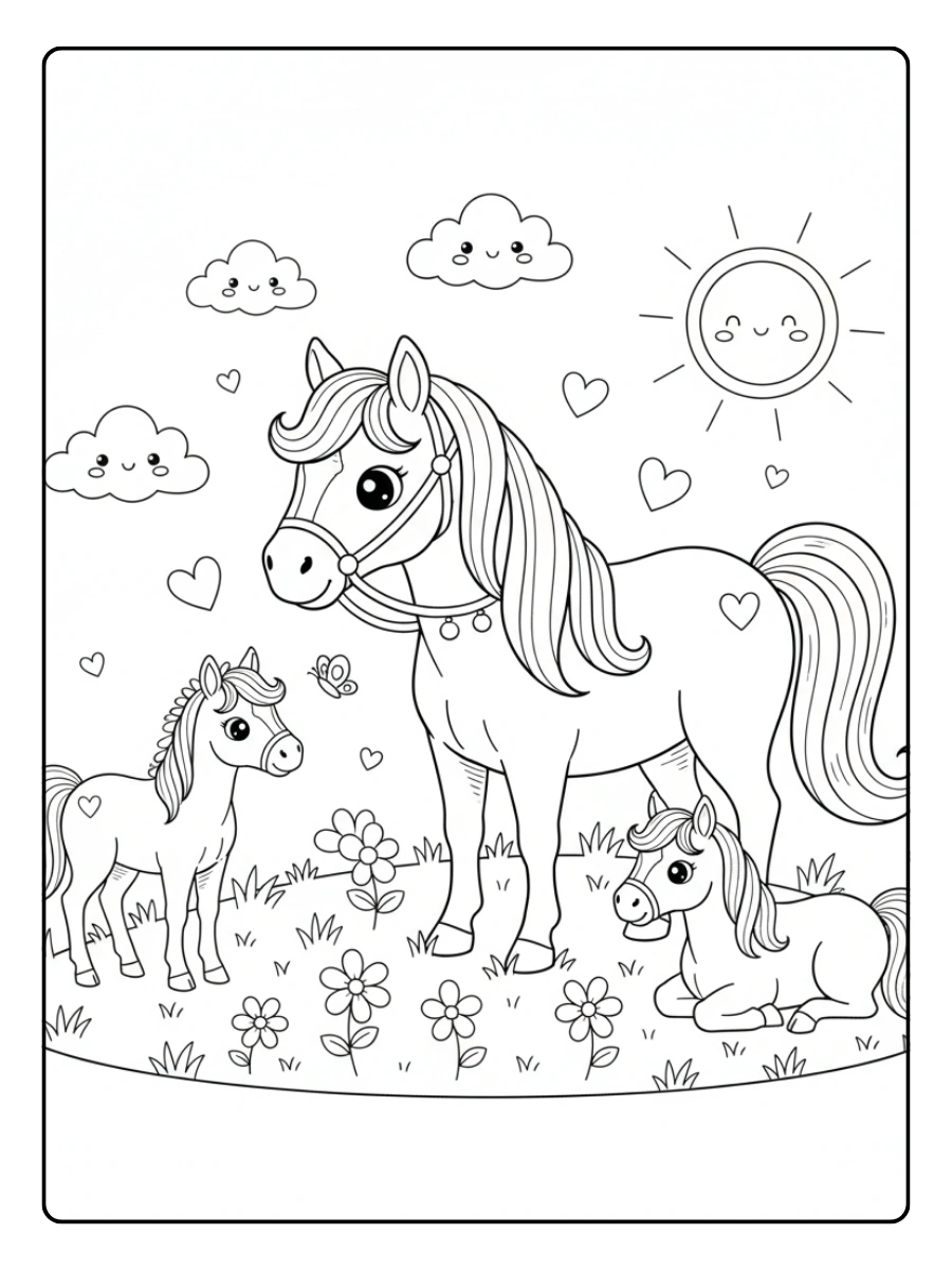 Disegni da colorare cavalli da stampare PDF