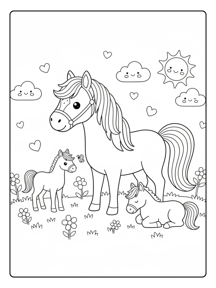 Disegni da colorare cavalli e puledri