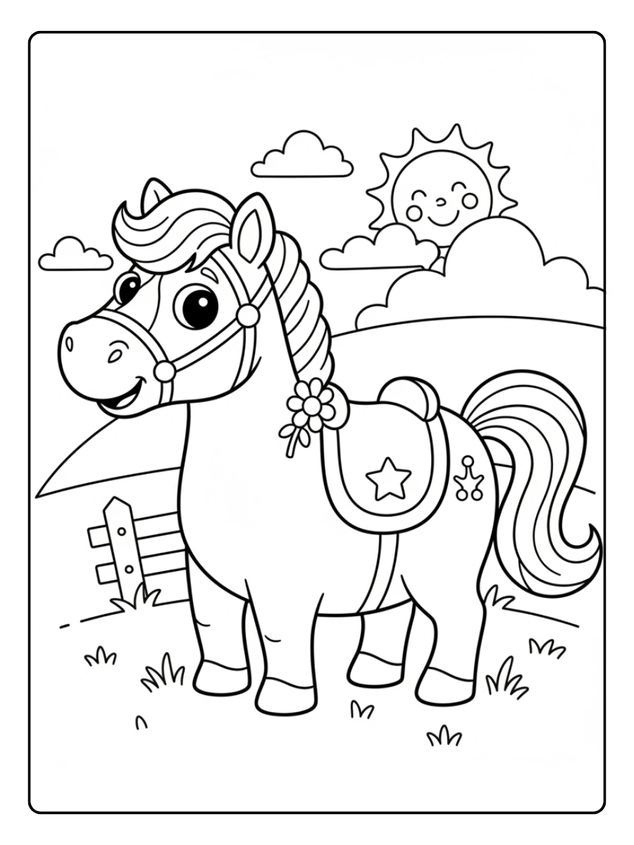 Disegni da colorare cavalli facili per bambini