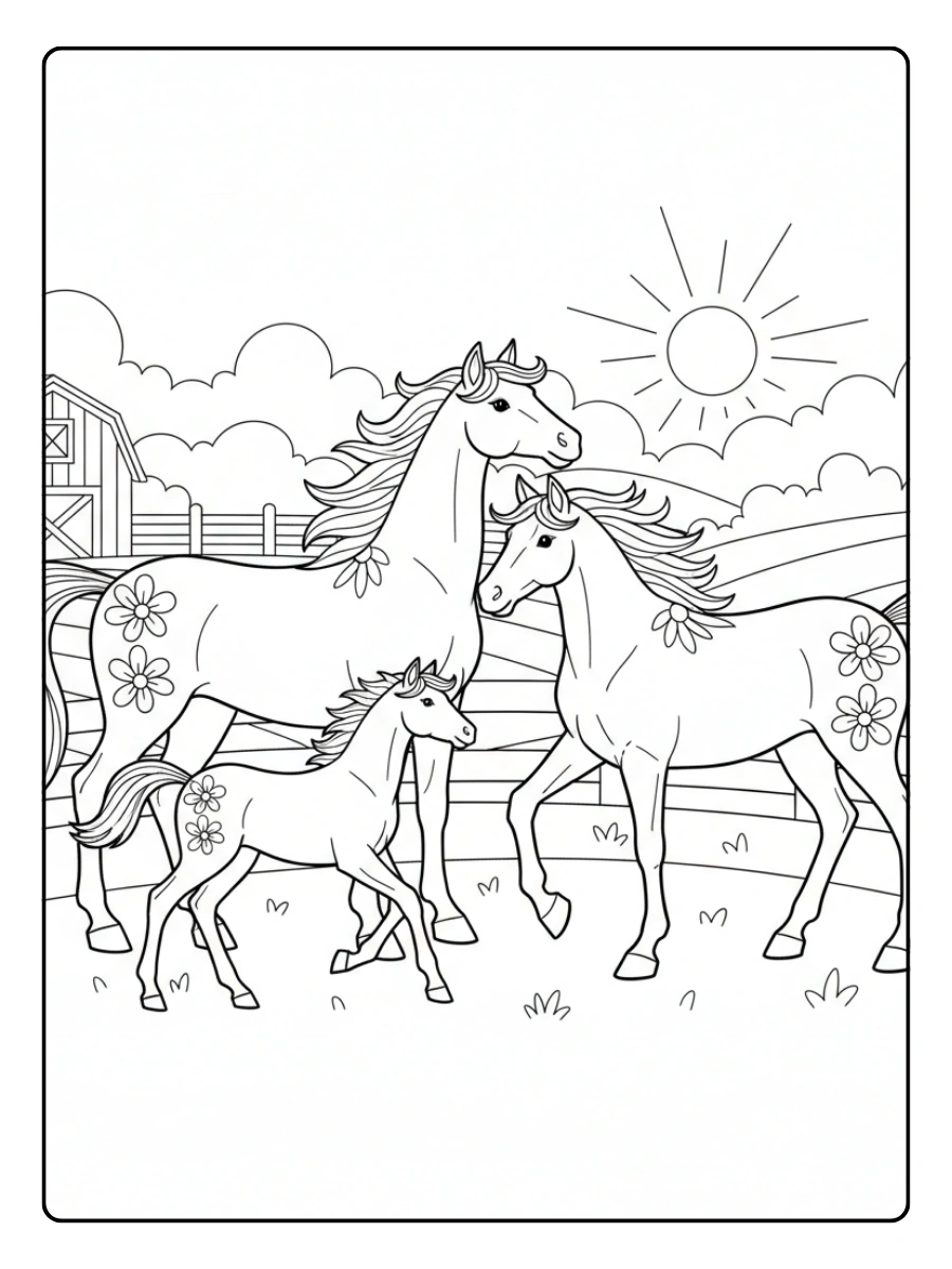 Disegni da colorare cavalli per attività creative