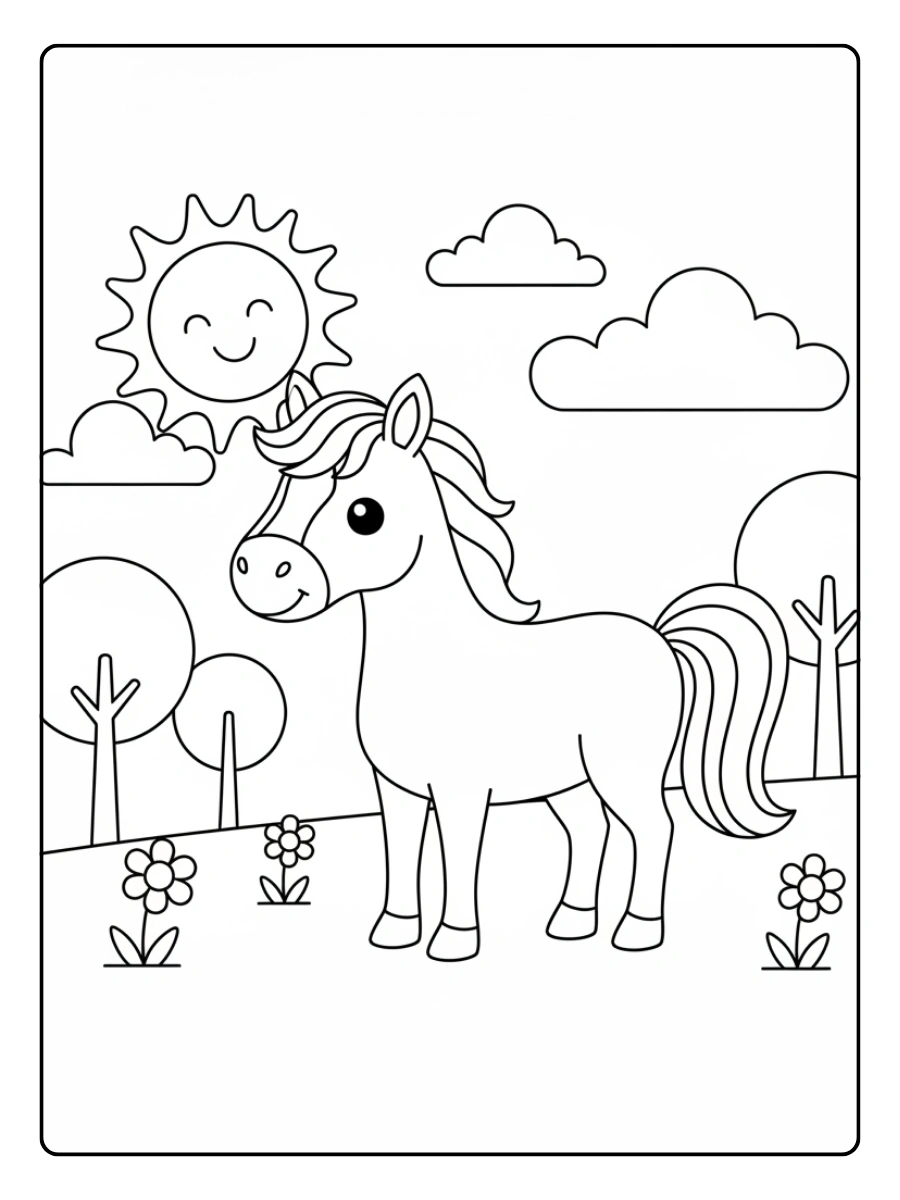 Disegni da colorare cavalli semplici