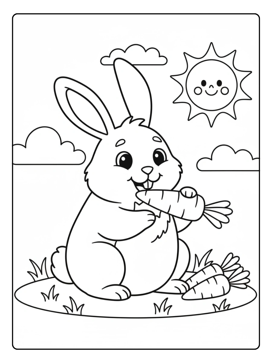 Disegni da colorare coniglio che mangia carote