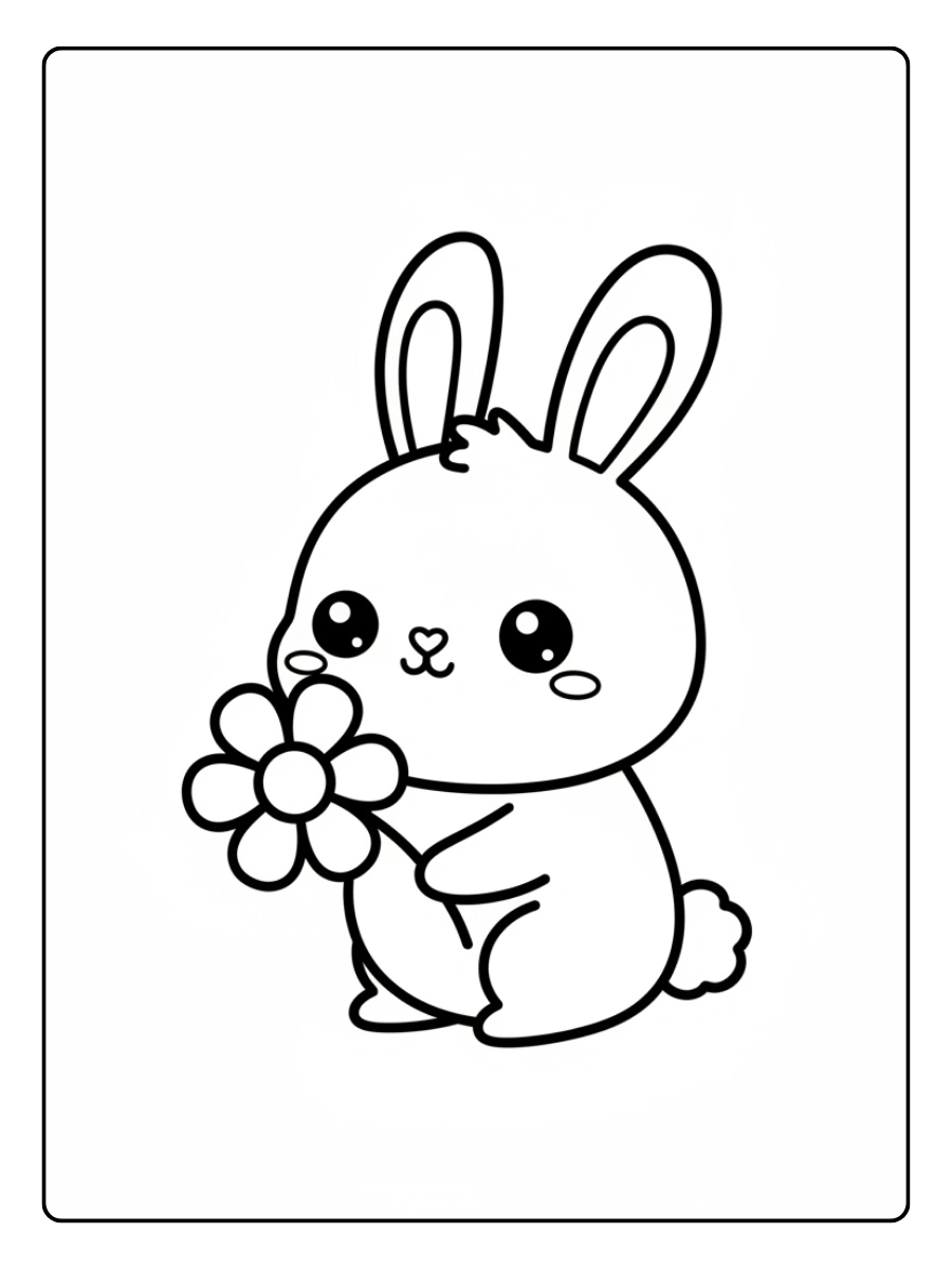 Disegni da colorare coniglio kawaii facile