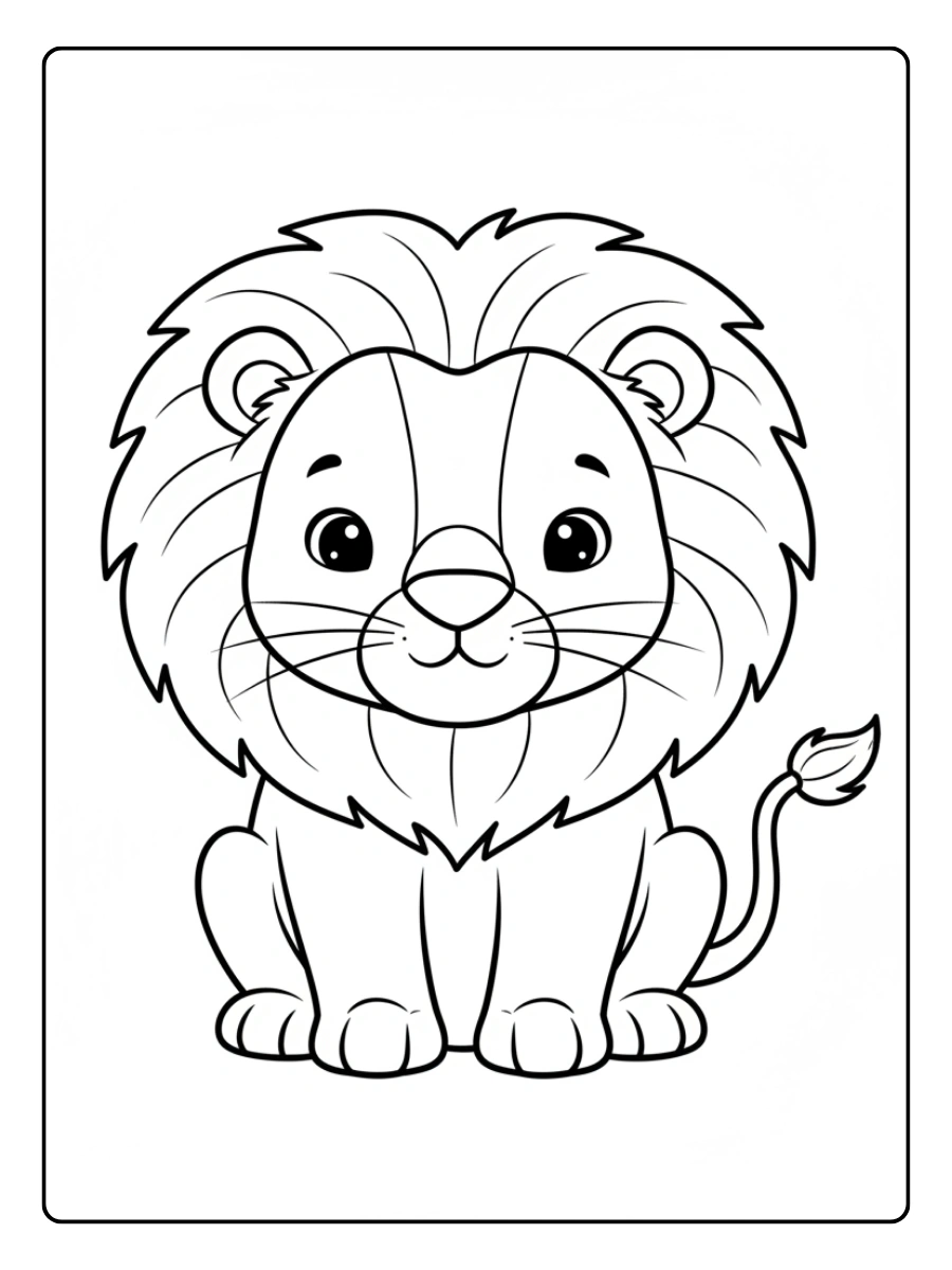 Disegni da colorare del leone carino stile cartoon