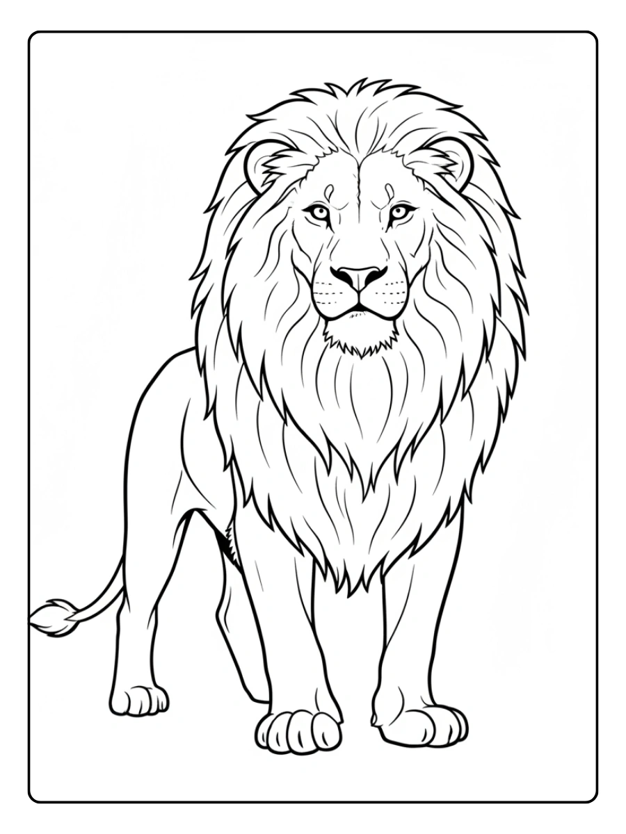 Disegni da colorare del leone con criniera grande