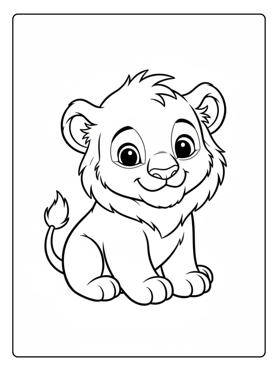 Disegni da colorare del leone cucciolo facile