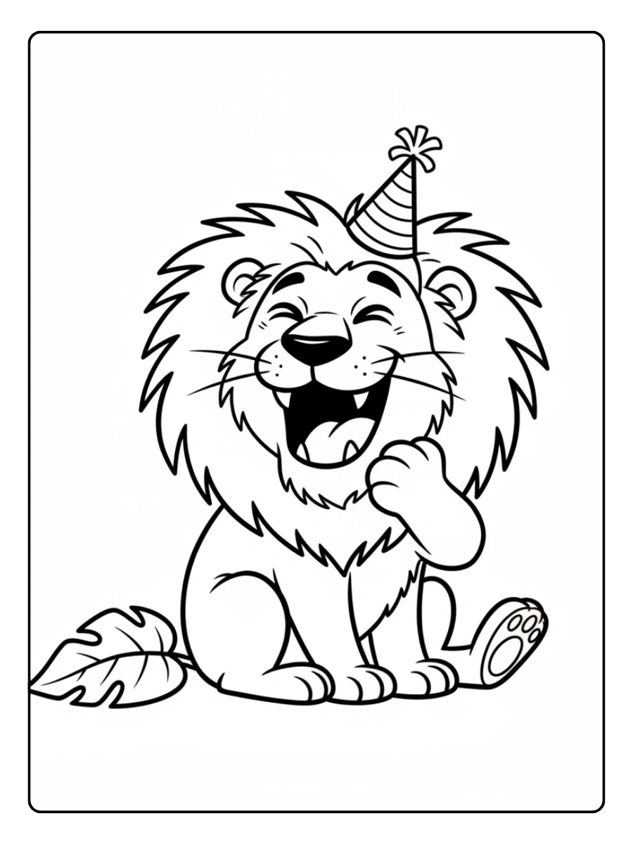 Disegni da colorare del leone divertente per bambini