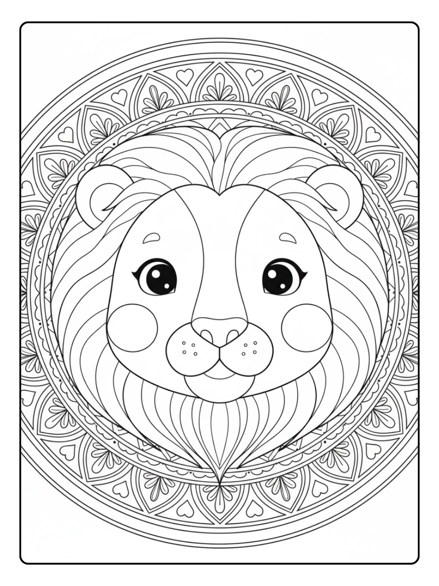 Disegni da colorare del leone mandala antistress