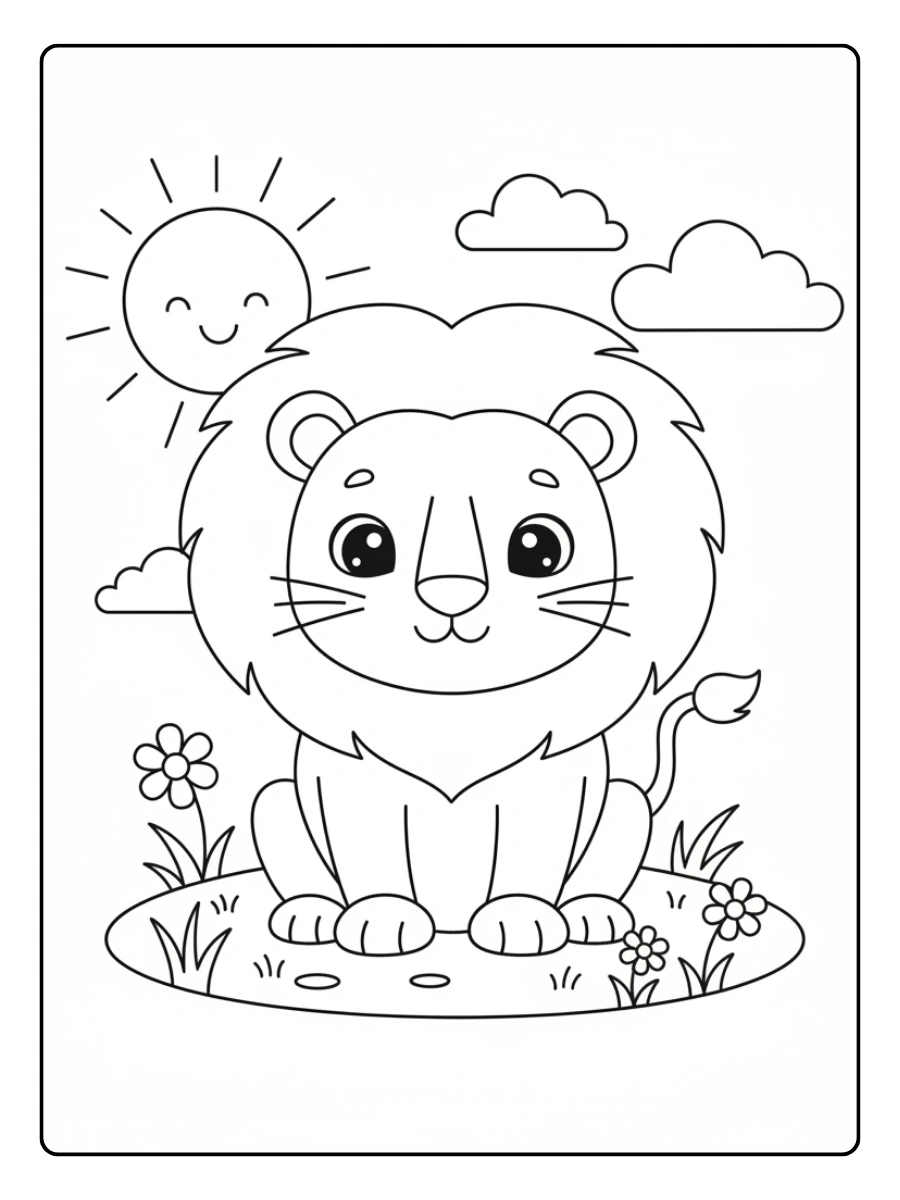 Disegni da colorare del leone seduto