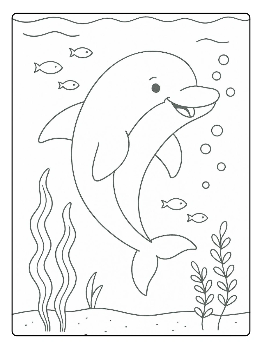 Disegni da colorare delfino felice