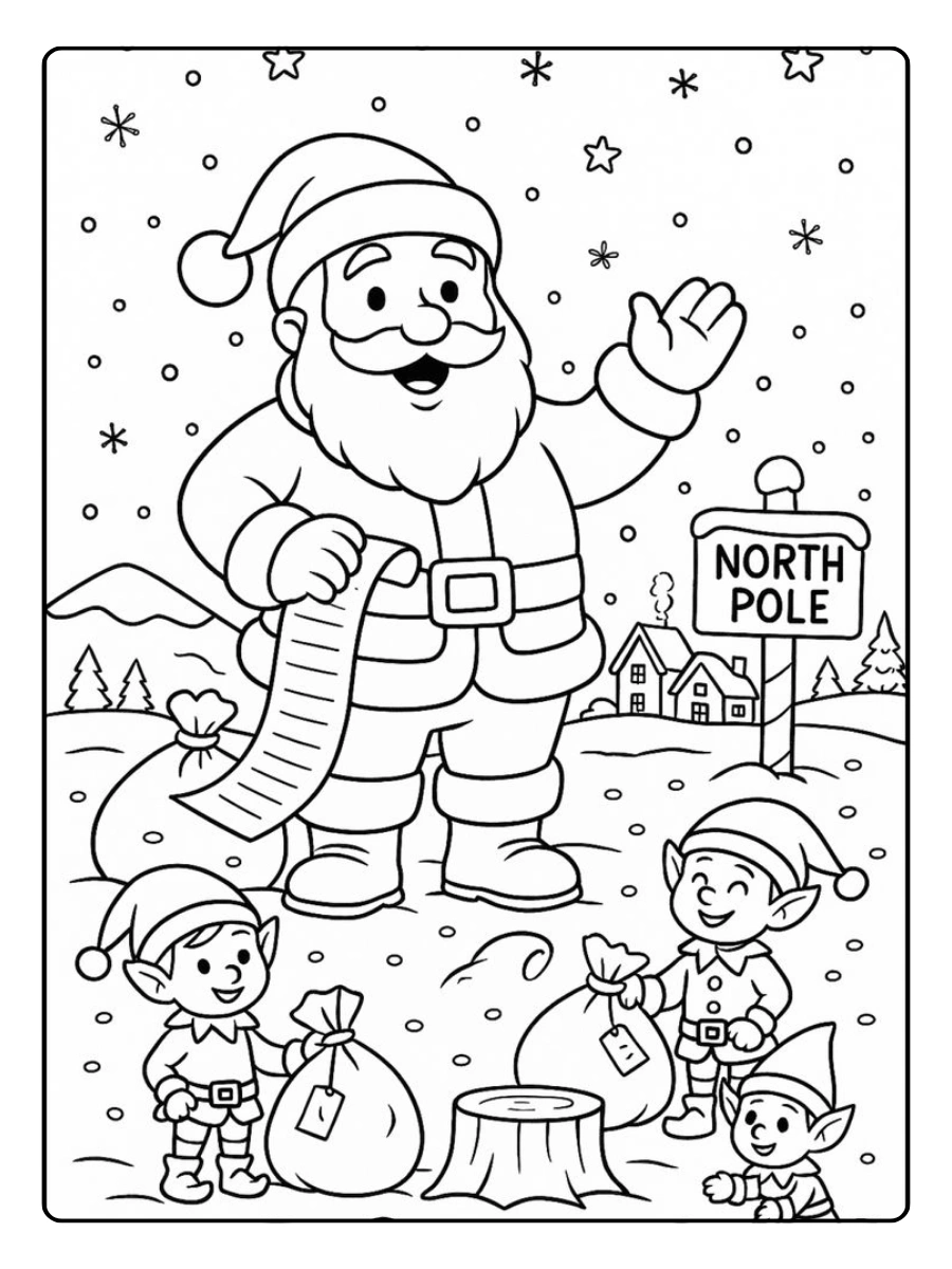 Disegni da colorare di Babbo Natale carino