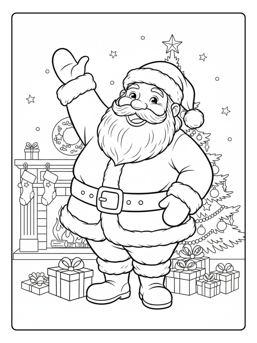 Disegni da colorare di Babbo Natale che saluta