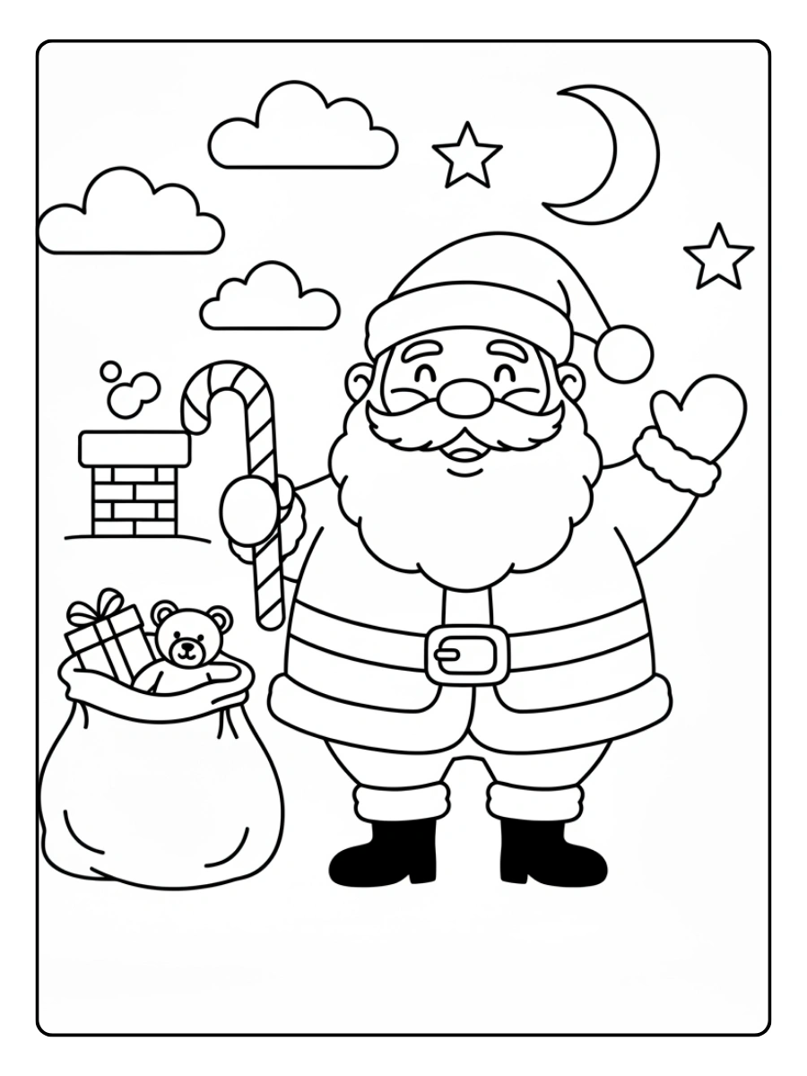 Disegni da colorare di Babbo Natale facile