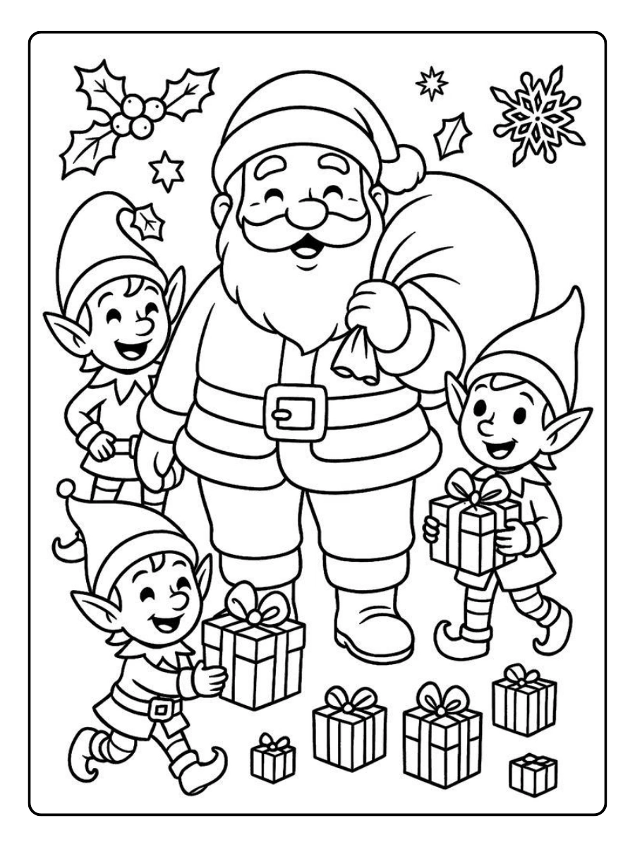 Disegni da colorare di Babbo Natale lineart