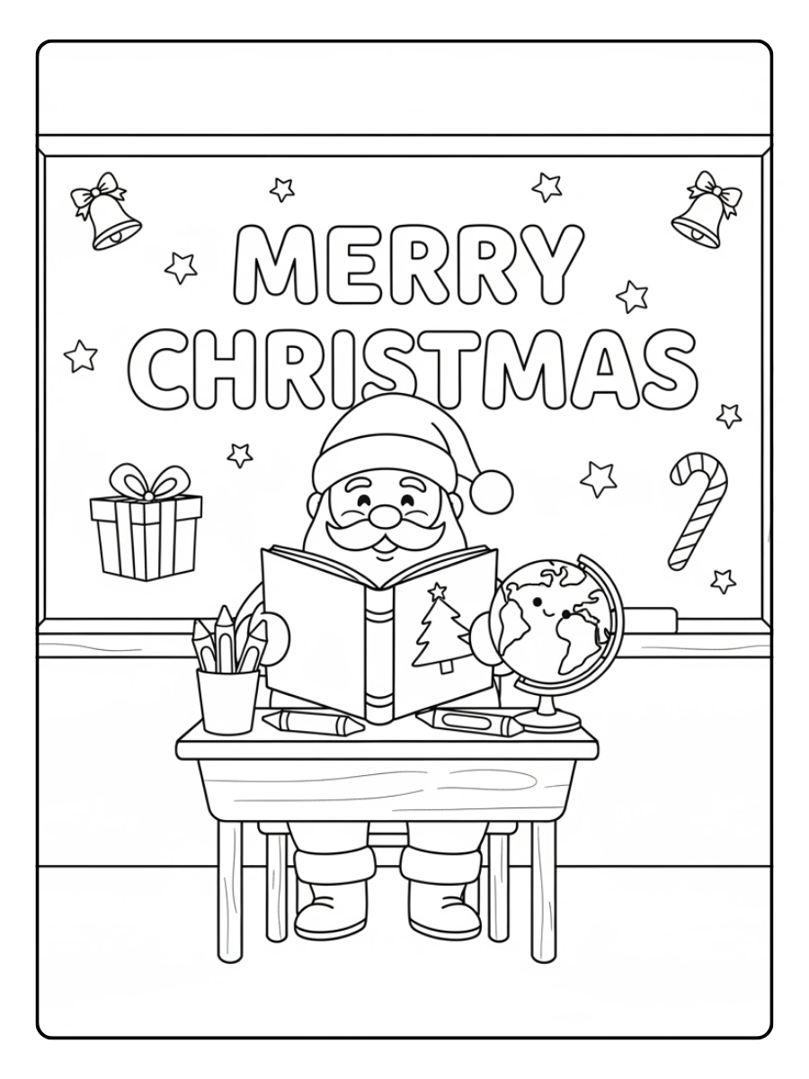 Disegni da colorare di Babbo Natale per scuola