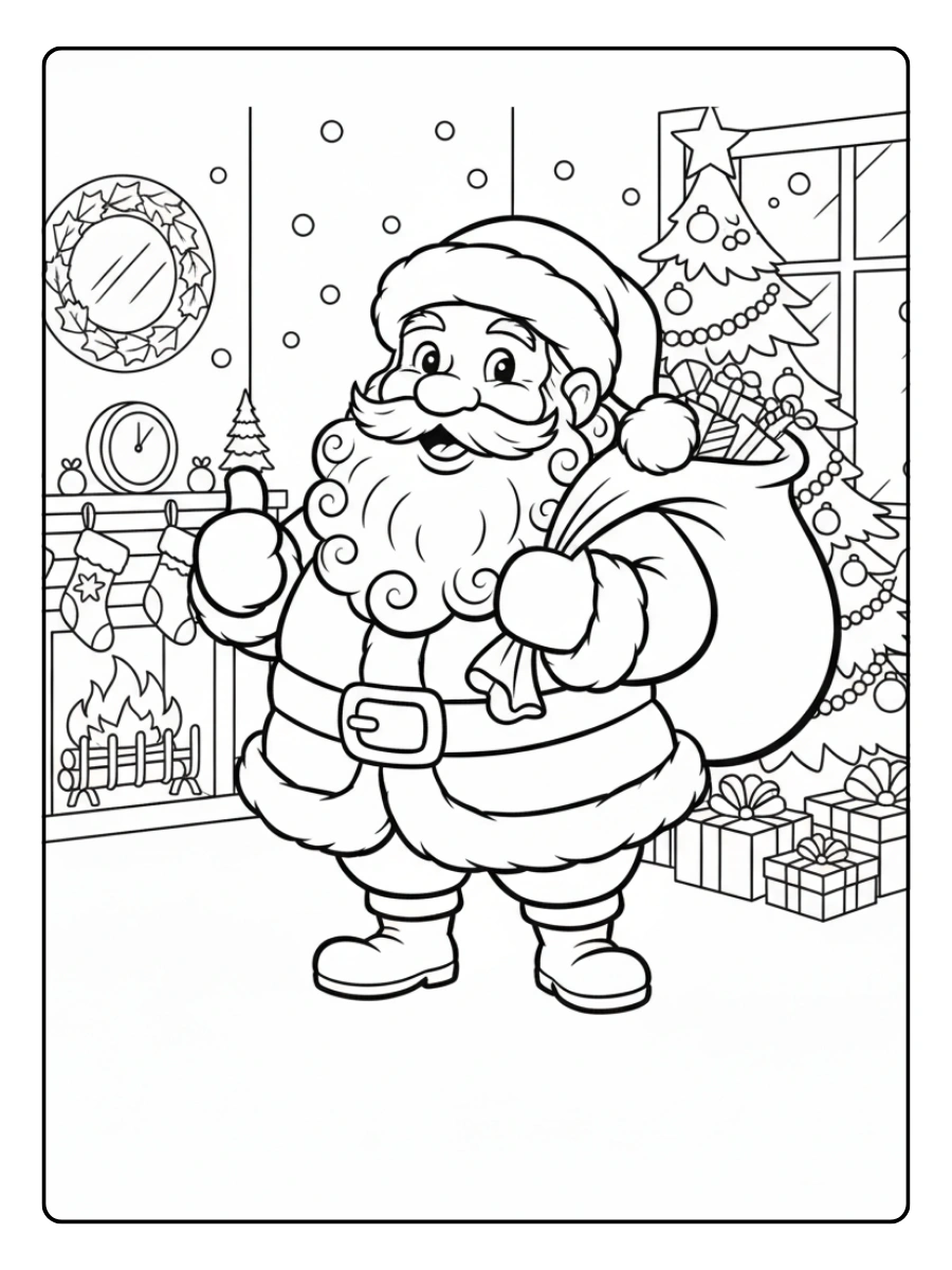 Disegni da colorare di Babbo Natale sorridente