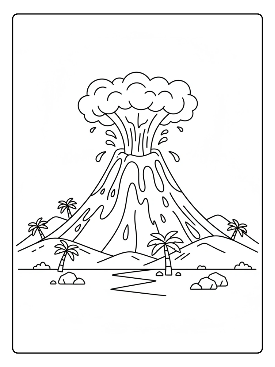 Disegni da colorare di oggetti e fenomeni – Vulcano