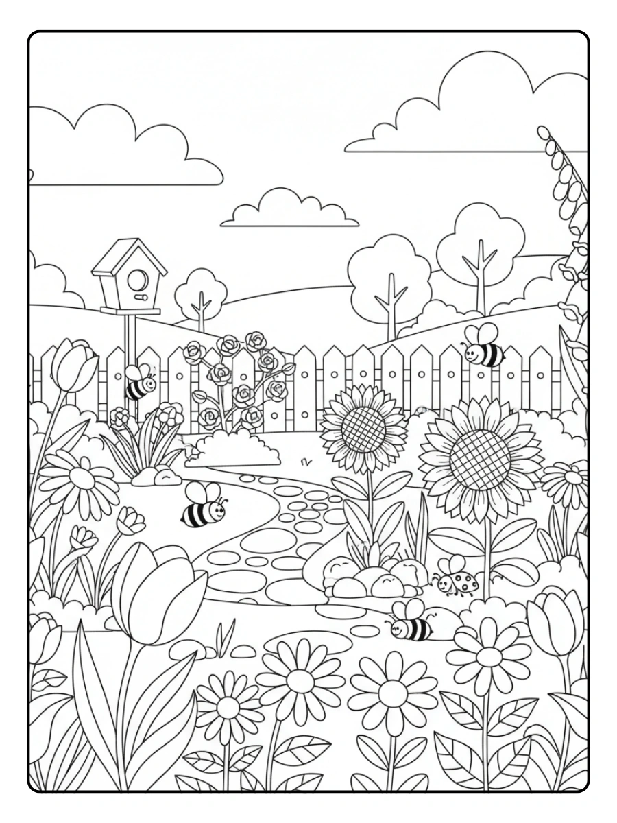 Disegni da colorare di piante da giardino fiorito