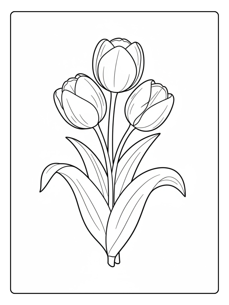 Disegni da colorare di piante da giardino tulipani