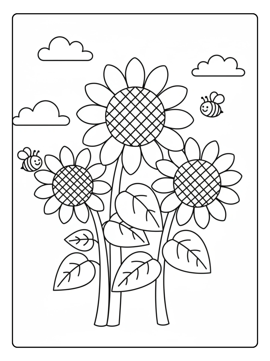 Disegni da colorare di piante di girasole facili