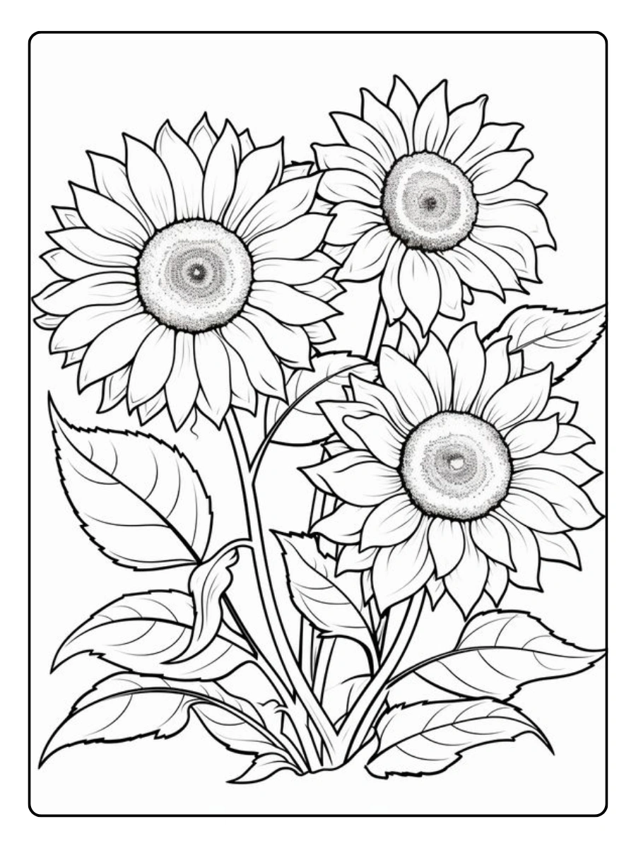 Disegni da colorare di piante di girasole naturali