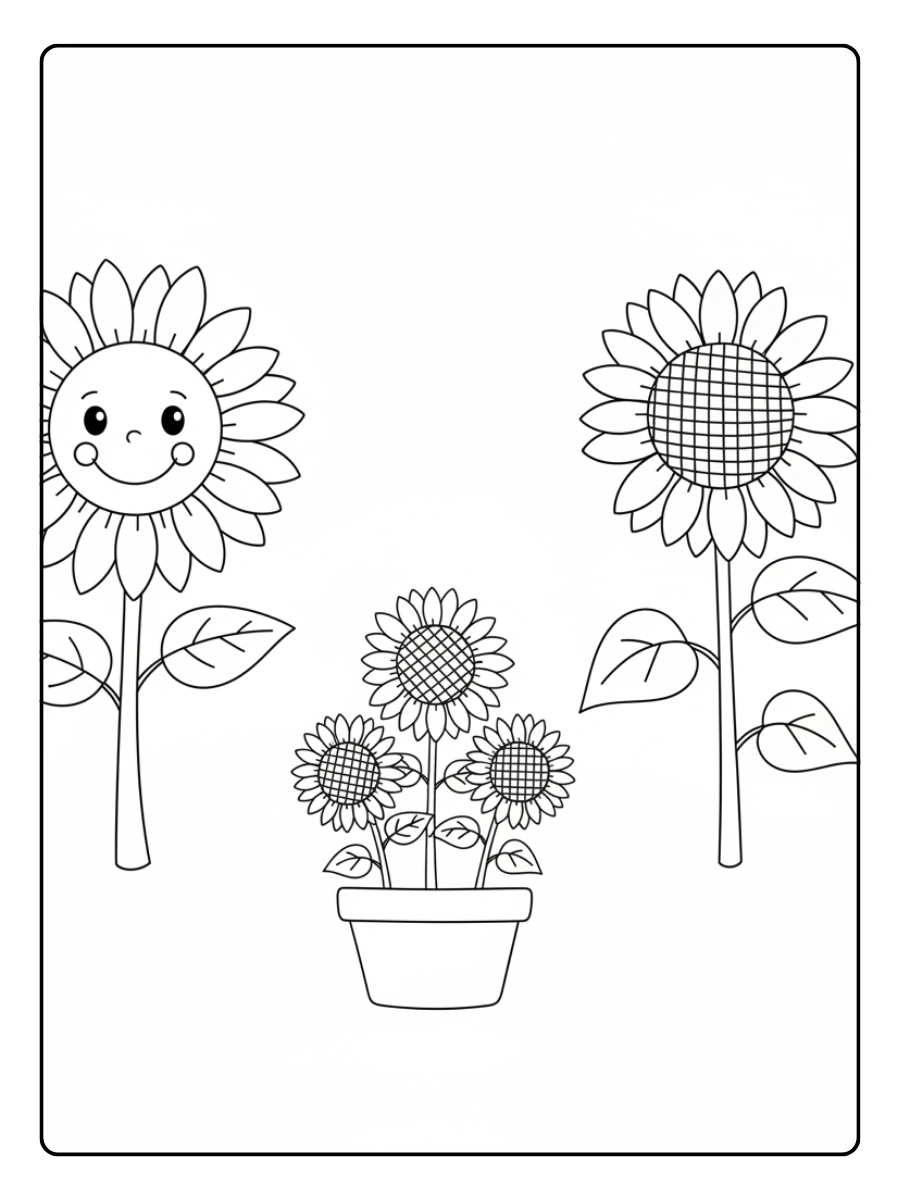 Disegni da colorare di piante di girasole per bambini