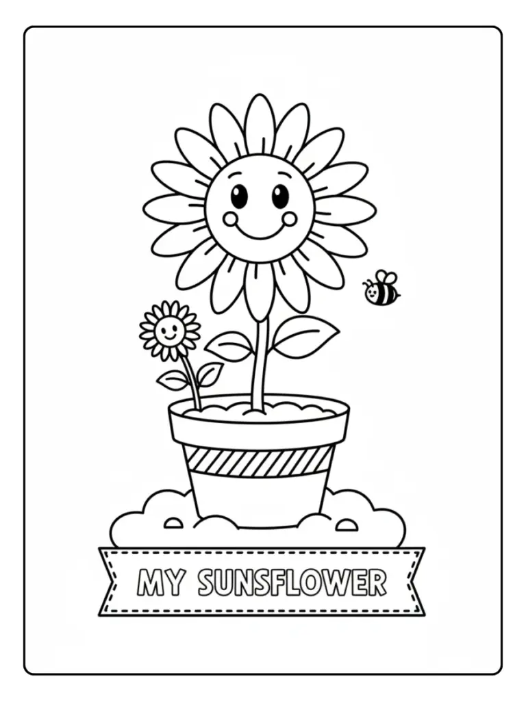 Disegni da colorare di piante di girasole per scuola