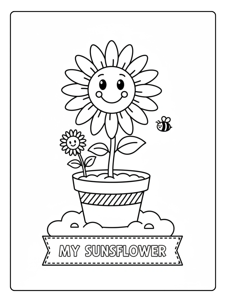 Disegni da colorare di piante di girasole per scuola