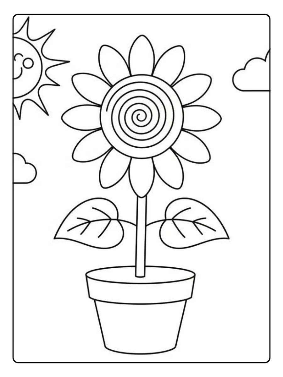 Disegni da colorare di piante di girasole semplici