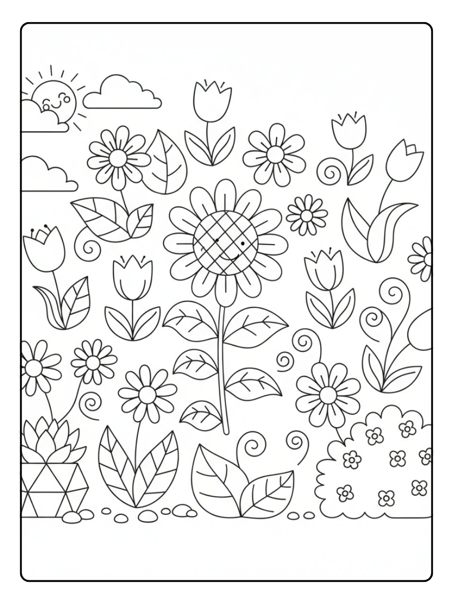 Disegni da colorare di piante fiori carini