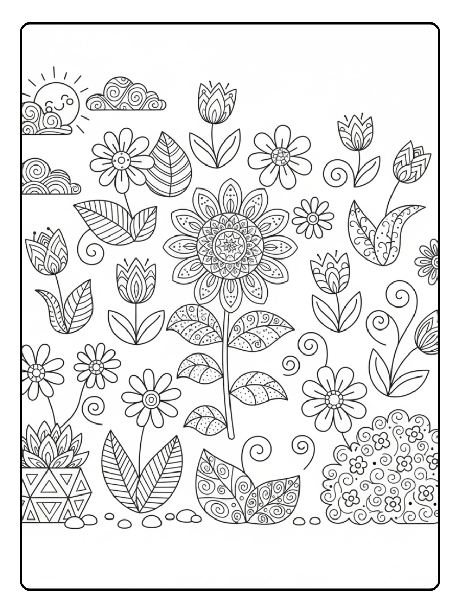 Disegni da colorare di piante fiori decorativi