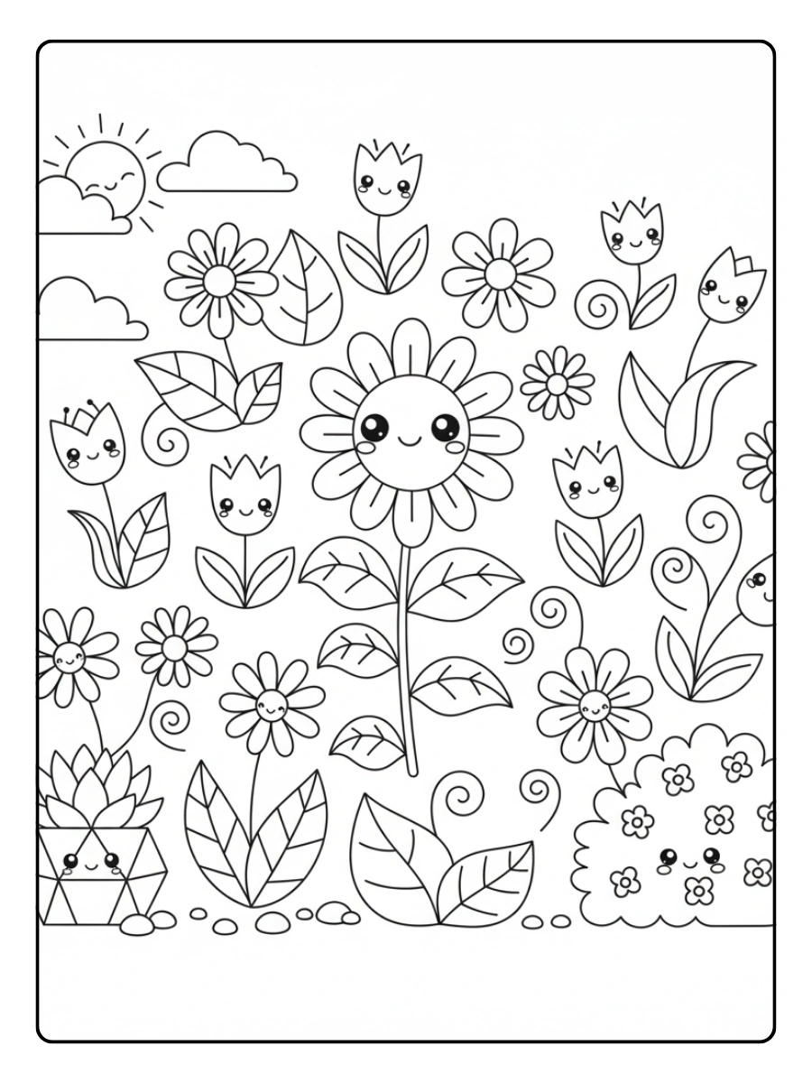 Disegni da colorare di piante fiori stilizzati