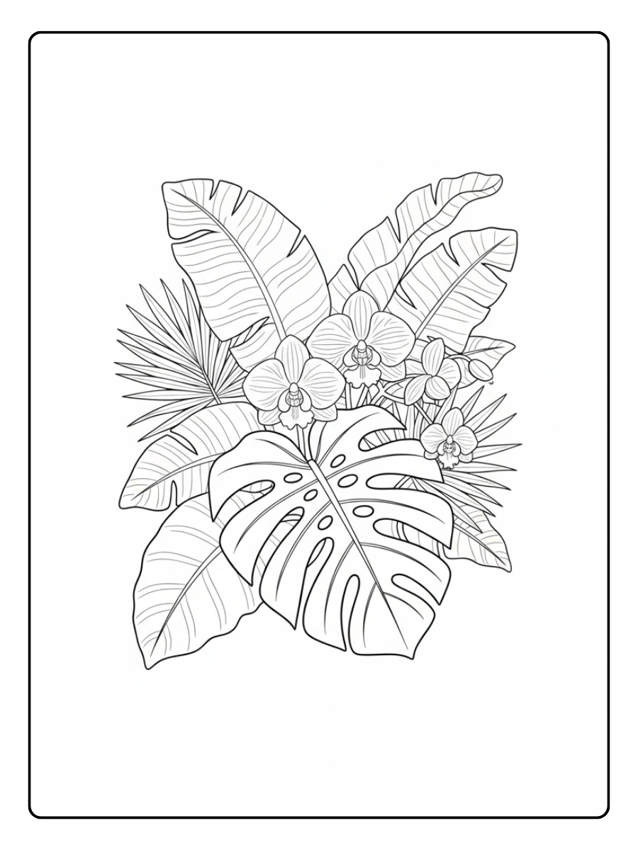 Disegni da colorare di piante tropicali semplici