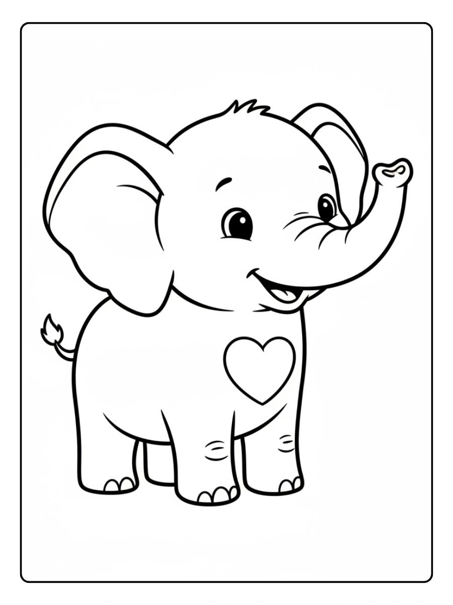 Disegni da colorare elefante con cuore