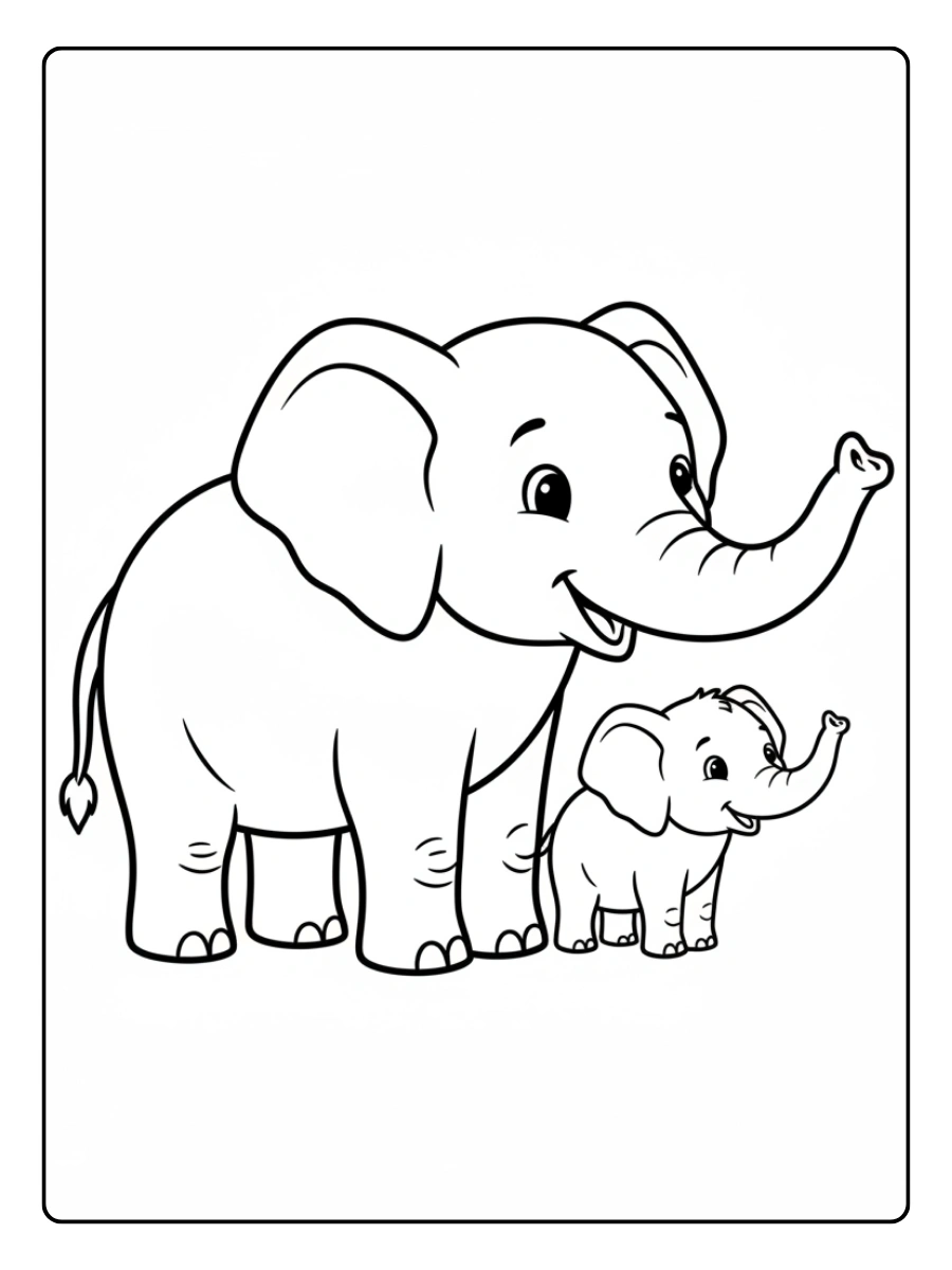 Disegni da colorare elefante grande e piccolo