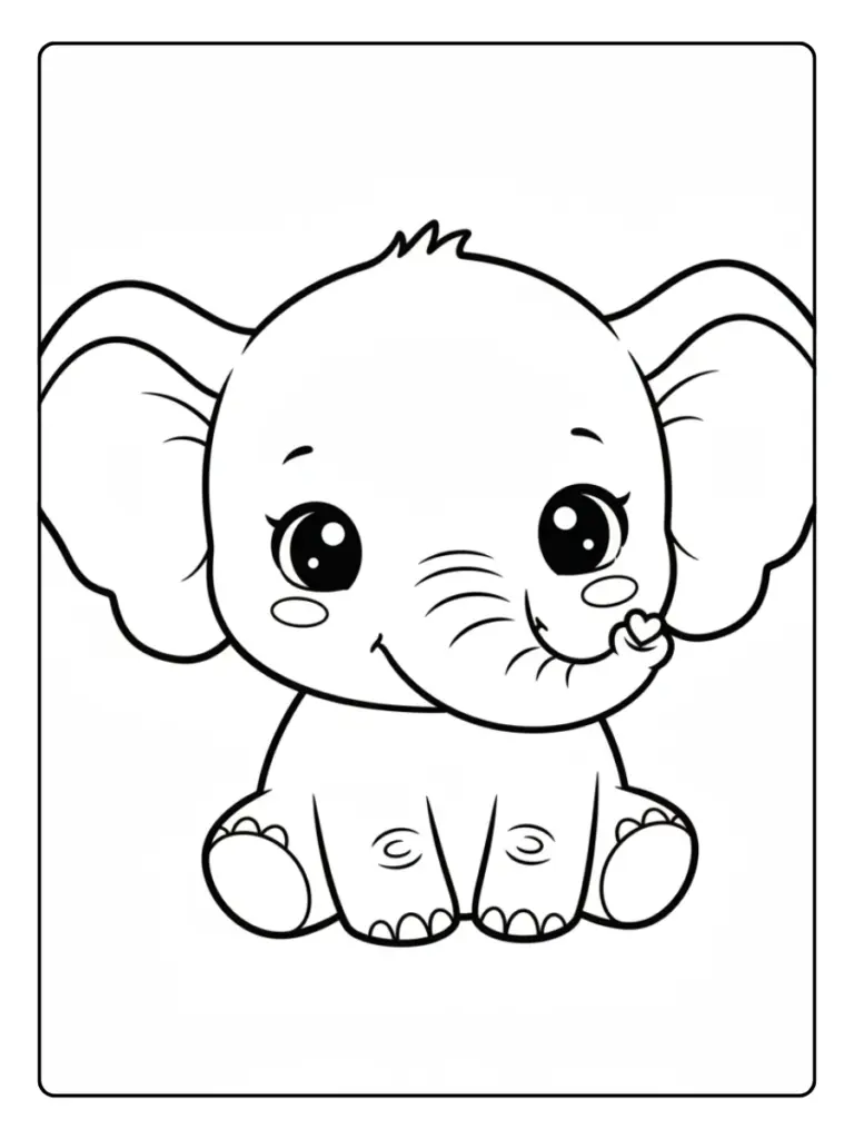 Disegni da colorare elefante kawaii sorridente