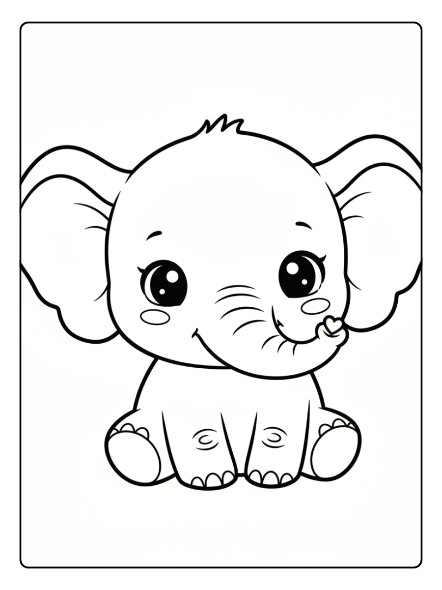 Disegni da colorare elefante kawaii sorridente