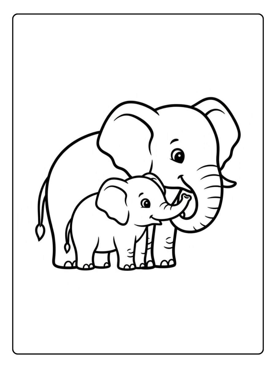 Disegni da colorare elefante mamma e cucciolo